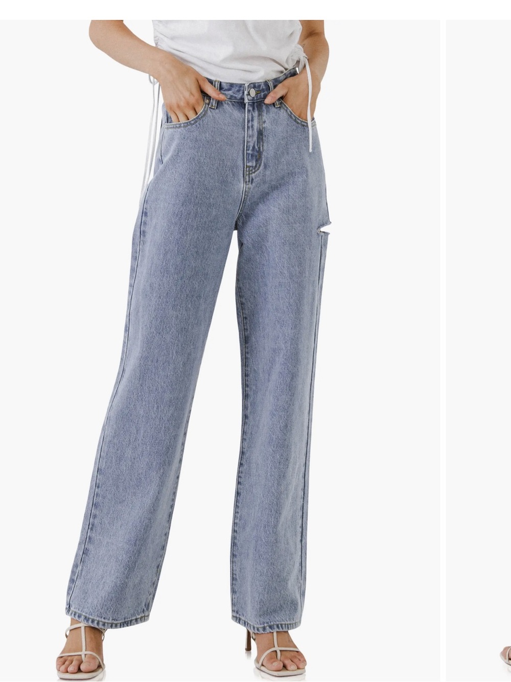 Grey Lab High Waist Cutout Detail Jeans